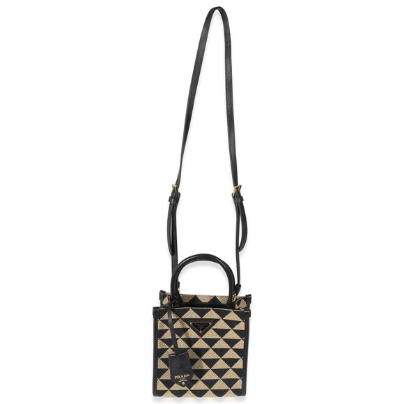 Prada Beige Black Jacquard Symbole Mini Bag - Picture 4 of 8